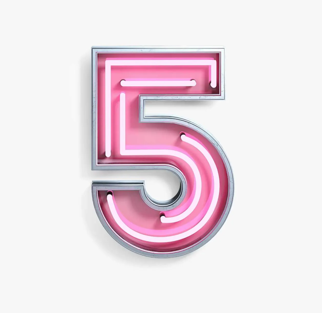 Bright Neon Font. Number 5